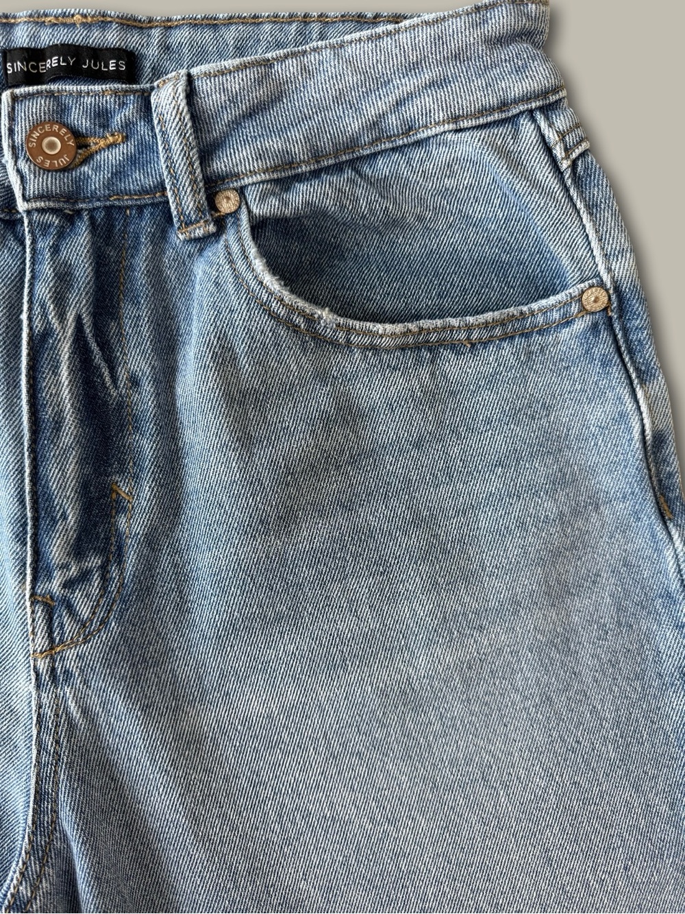 Sincerely Jules High Rise Wide Leg Jeans 9/29 Light Wash Raw Hem Slit Y2K Urban - Picture 3 of 9